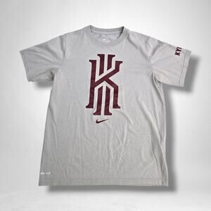 Nike Kyrie Irving Shirt Boys Size MEDIUM Dry-Fit GREY & CRIMSON T-shirt